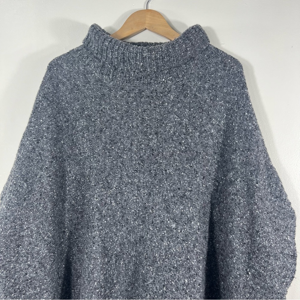 Joie Wool Blend Gray Tweed Cowl Neck Tunic Sweater Poncho Sz M/L - Picture 11 of 11